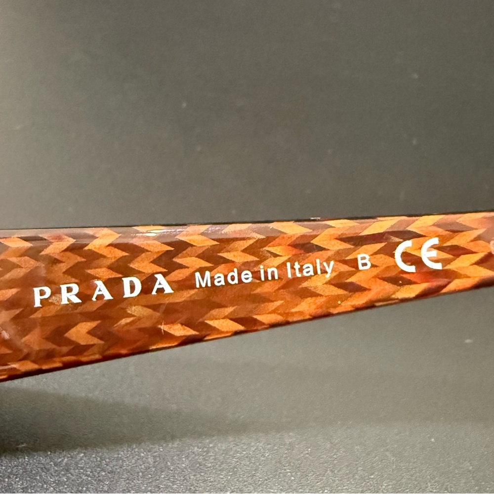PRADA VPR 03H 7BP-101 Honey Brown Chevron 51-16-135 Rectangular Eyeglass Frame - Picture 11 of 14